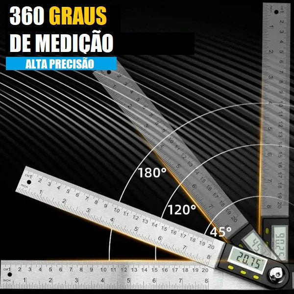 Régua Inox de Precisão 2 em 1 com Localizador de Ângulo Digital: Medição Perfeita e Sem Erros