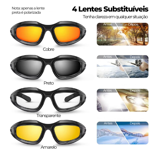 Óculos de Sol Polarizado Ultraleve UV400 [3 LENTES BRINDE]