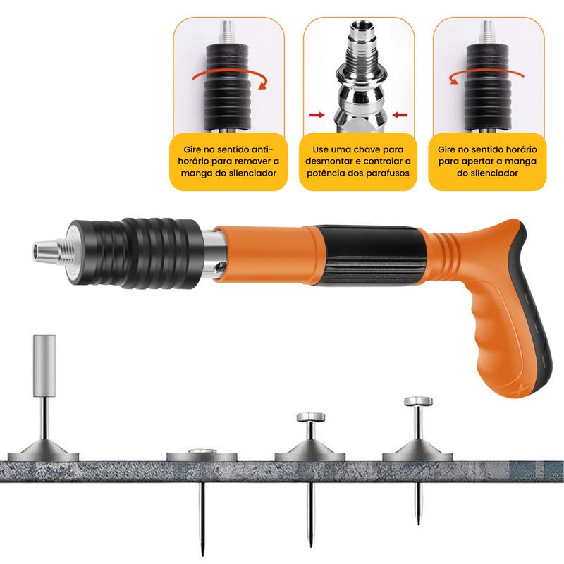 Kit Pistola De Fixação Finca Pino AirKing C/ Maleta E + 100 Pinos GRÁTIS