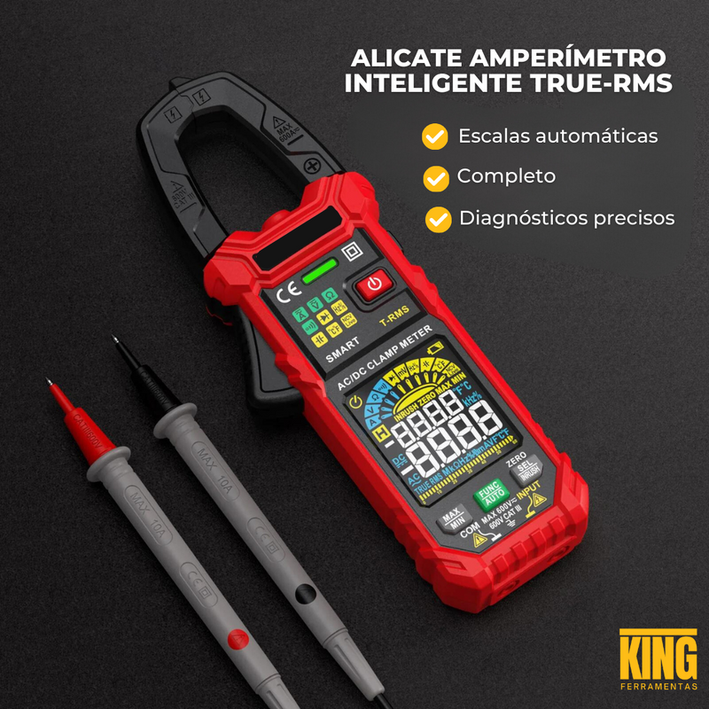 Alicate Amperímetro Inteligente King + 2 BRINDES