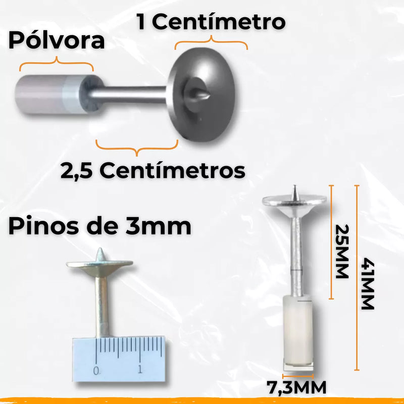 Kit Pistola De Fixação Finca Pino AirKing C/ Maleta E + 100 Pinos GRÁTIS