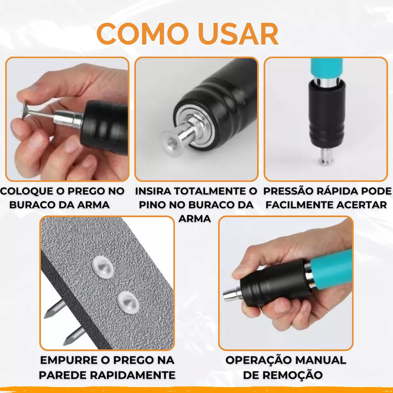 Kit Pistola De Fixação Finca Pino AirKing C/ Maleta E + 100 Pinos GRÁTIS