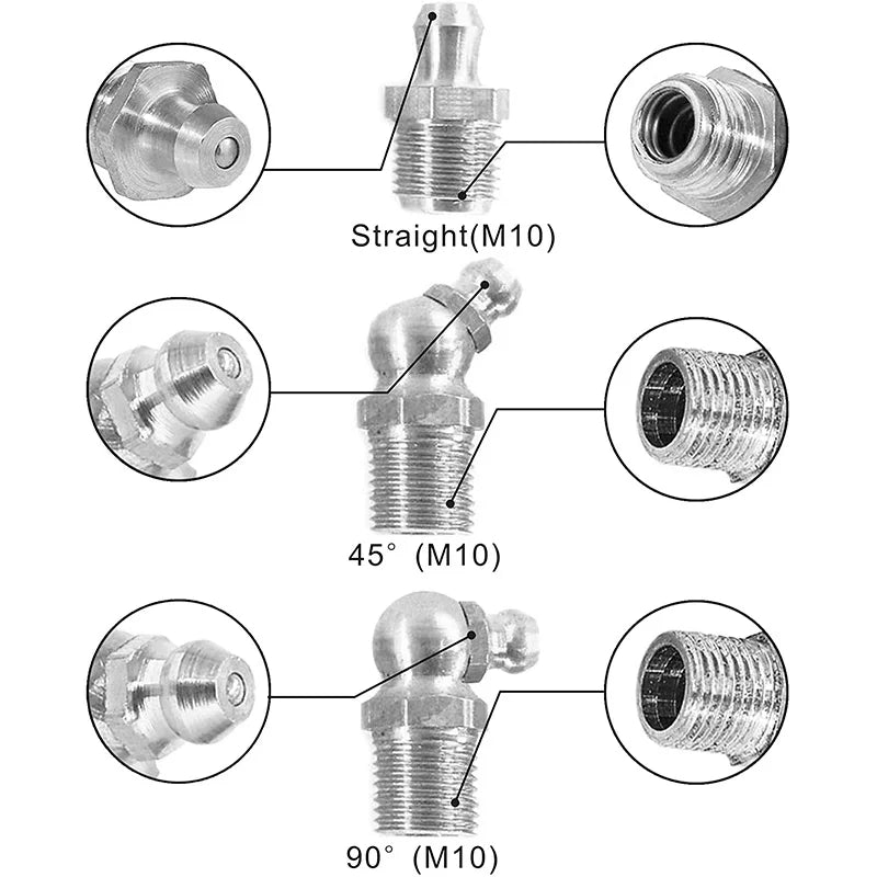 Kit Graxeira Reta, 90°, 45° (M6,M8,M10) 115 Peças