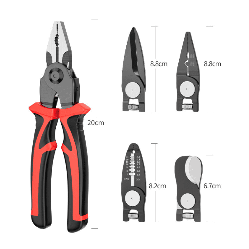 Alicate com Cabeças Intercambiáveis Profissional 5 em 1 Multifuncional + Estojo