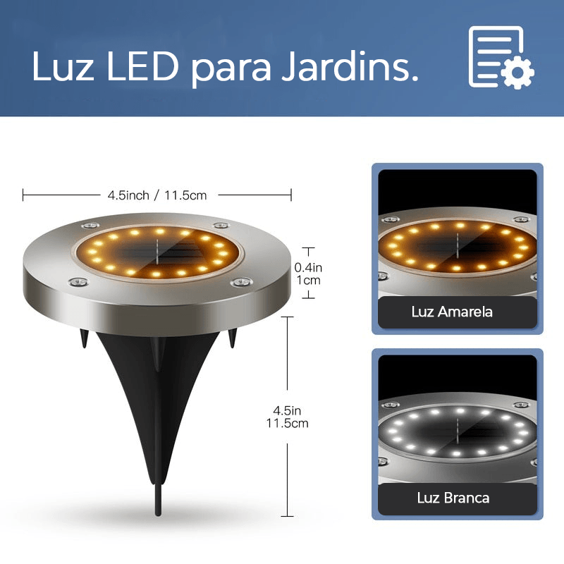 LUZ LED - À prova d'água com carregamento a energia solar