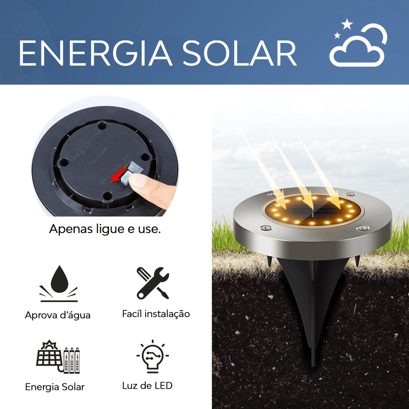 LUZ LED - À prova d'água com carregamento a energia solar